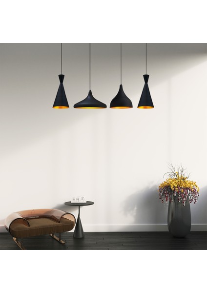 Siyah Dörtlü Pando Avize Sarkıt Yemek Masaüstü Iç Mekan Pastane Ofis Dükkan Modern Restoran indirimleri