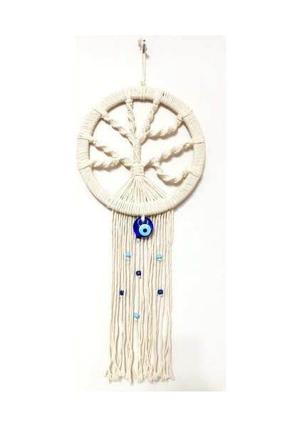 Nazar Boncuklu Ekru Renk Makrome Hayat Ağacı Duvar Süsü fiyatları