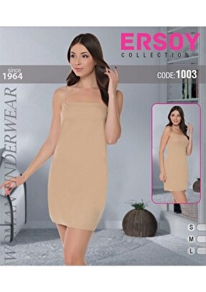 Kadın Jipon Elbise 1003 Model Dokuma Kumaş Ten Renk ile Şıklık Sunar