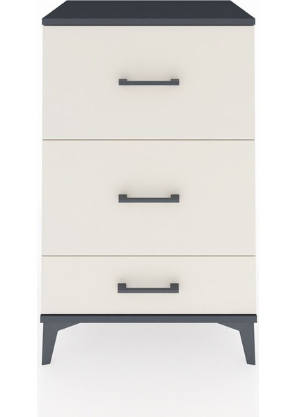 Hyperion Komodin 3 Çekmeceli 60X44X96 Antrasit-Aytaşı