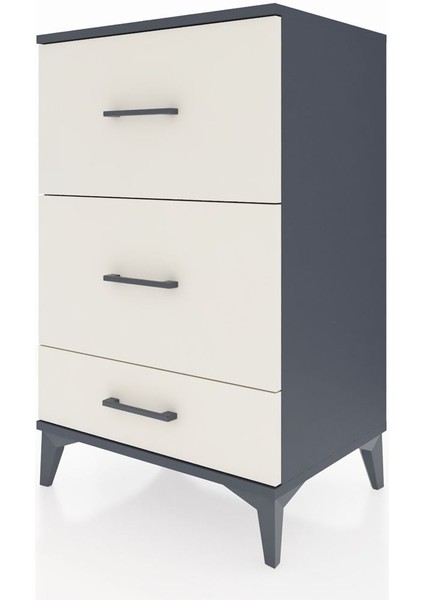 Hyperion Komodin 3 Çekmeceli 60X44X96 Antrasit-Aytaşı modelleri