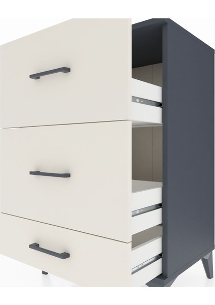 Hyperion Komodin 3 Çekmeceli 60X44X96 Antrasit-Aytaşı indirimleri