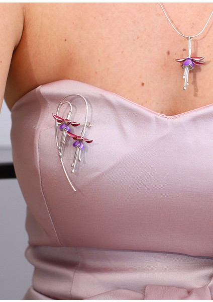 Iki Dal Fuşya 925 Ayar Gümüş Kadın Broş fiyatları