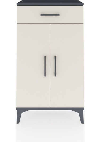 Arges Komodin 2 Raflı Tek Çekmeceli 2 Kapaklı 60X30X106 Antrasit-Aytaşı fiyatları