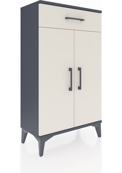 Arges Komodin 2 Raflı Tek Çekmeceli 2 Kapaklı 60X30X106 Antrasit-Aytaşı fırsatları