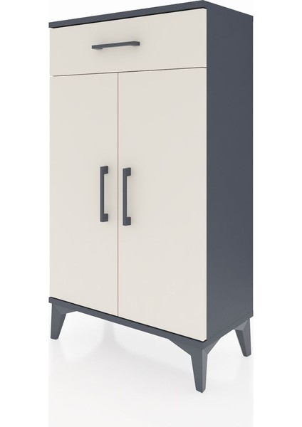 Arges Komodin 2 Raflı Tek Çekmeceli 2 Kapaklı 60X30X106 Antrasit-Aytaşı indirimleri