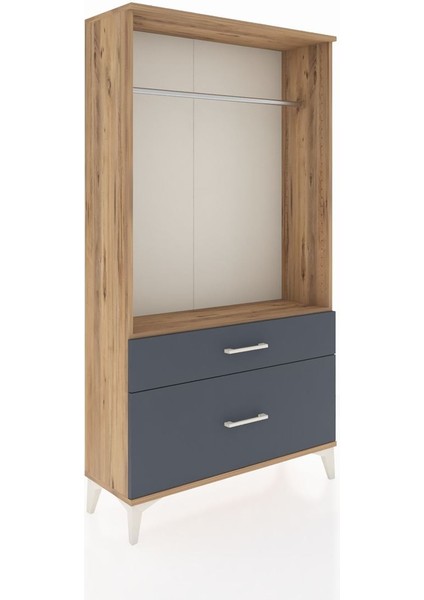 Arges Dolap Tek Raflı 2 Çekmeceli Tek Askılı 88X30X163 Çam-Antrasit fiyatları