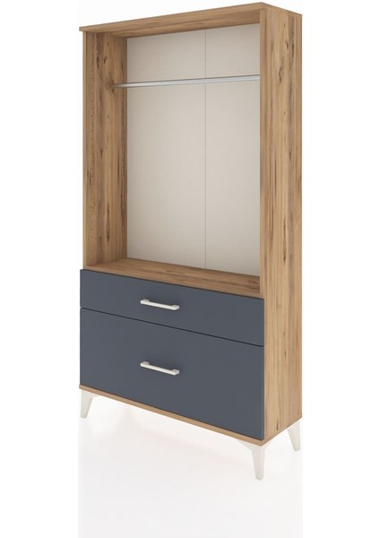 Arges Dolap Tek Raflı 2 Çekmeceli Tek Askılı 88X30X163 Çam-Antrasit modelleri
