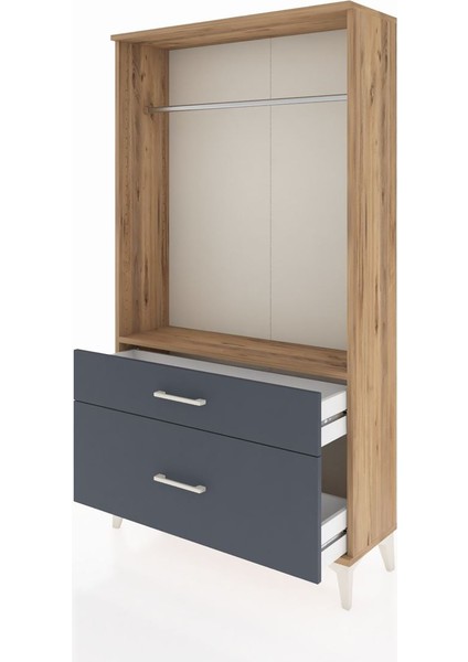 Arges Dolap Tek Raflı 2 Çekmeceli Tek Askılı 88X30X163 Çam-Antrasit fırsatları
