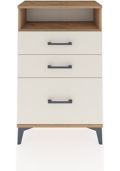 Arges Komodin Tek Raflı 3 Çekmeceli 60X30X96 Çam-Aytaşı