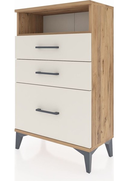 Arges Komodin Tek Raflı 3 Çekmeceli 60X30X96 Çam-Aytaşı modelleri