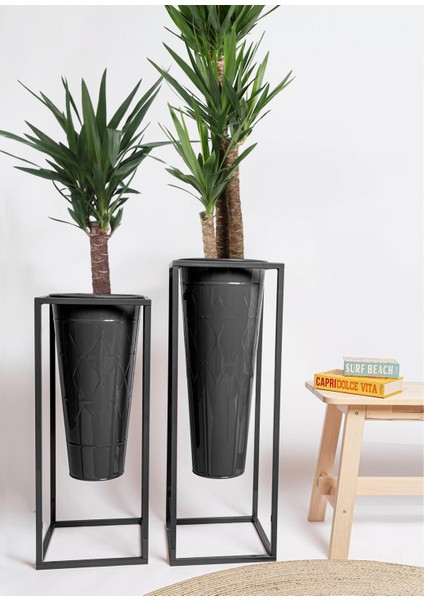 Prizma Siyah Vazo ve Saksı 80 cm fiyatları