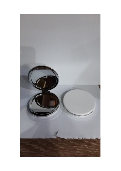 Beyaz Renk Büyüteçli Cep Aynası Yuvarlak