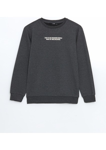 Yeni Sezon Bisiklet Yaka Baskılı Erkek Çocuk Sweatshirt
