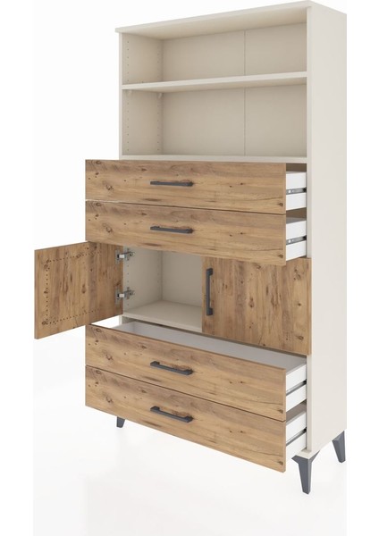 Arges Dolap 3 Raflı 4 Çekmeceli 2 Kapaklı 88X30X163 Aytaşı-Çam fırsatları
