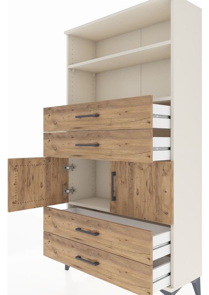 Arges Dolap 3 Raflı 4 Çekmeceli 2 Kapaklı 88X30X163 Aytaşı-Çam indirimleri