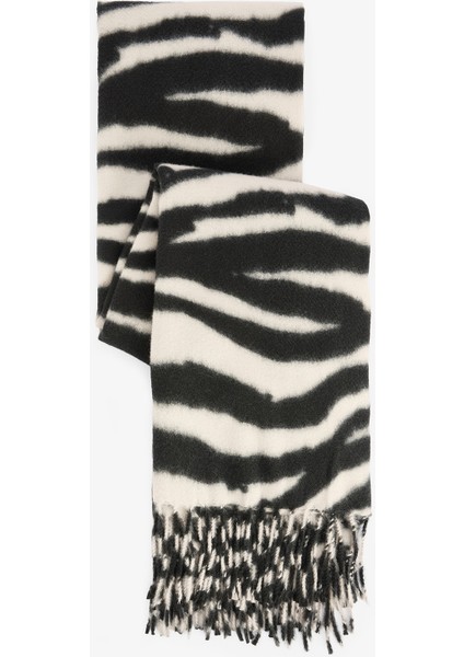 Zebra Desenli Yumuşak Dokulu Atkı