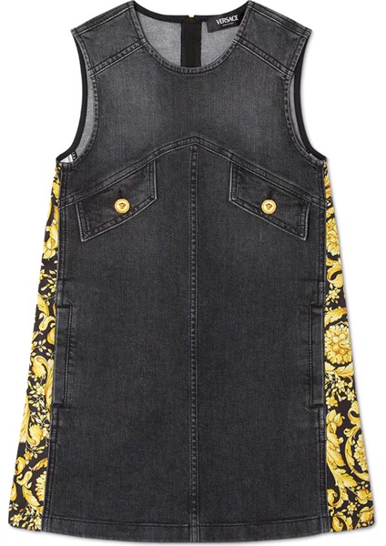 Siyah Gold Kız Çocuk Denim Elbise