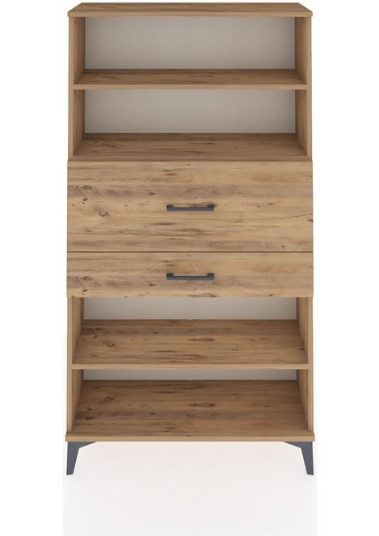 Arges Dolap 3 Raflı 2 Çekmeceli 88X30X163 Çam-Çam