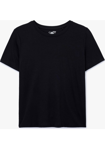 Kısa Kollu Bisiklet Yaka Modal Karışımlı Spor Tişört