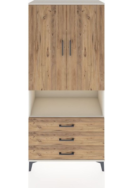 Hyperion Dolap 4 Raflı 3 Çekmeceli 2 Kapaklı 88X44X195 Aytaşı-Çam