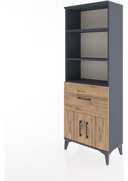 Arges Dolap 3 Raflı Tek Çekmeceli 2 Kapaklı 60X30X163 Antrasit-Çam modelleri