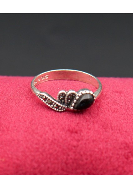 925 Ayar Kadın Gümüş Oltu Taşı Yüzük SY00061 fiyatları