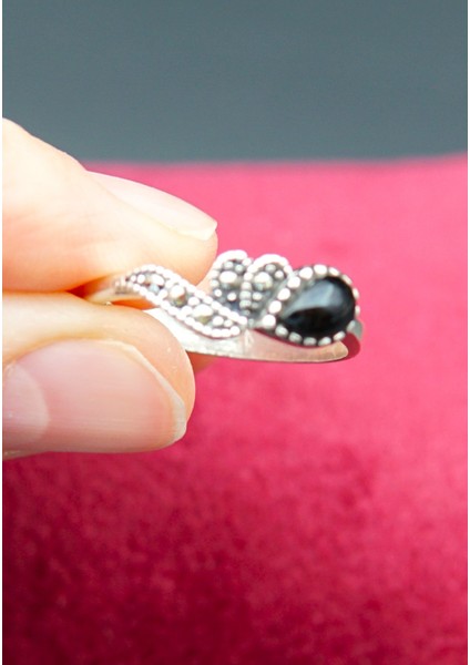 925 Ayar Kadın Gümüş Oltu Taşı Yüzük SY00061 modelleri