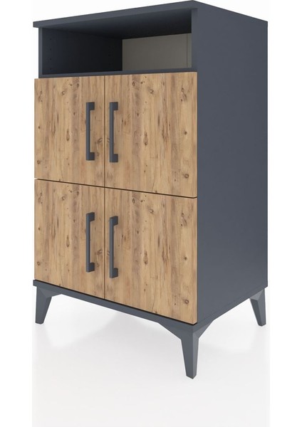 Hyperion Komodin 2 Raflı 4 Kapaklı 60X44X96 Antrasit-Çam modelleri