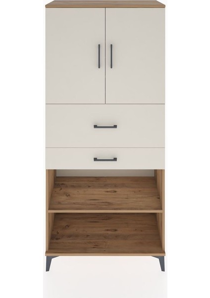 Hyperion Dolap 4 Raflı 2 Çekmeceli 2 Kapaklı 88X44X195 Çam-Aytaşı