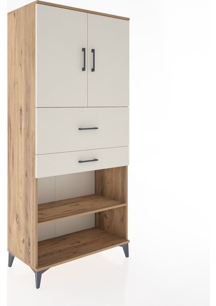 Hyperion Dolap 4 Raflı 2 Çekmeceli 2 Kapaklı 88X44X195 Çam-Aytaşı fiyatları