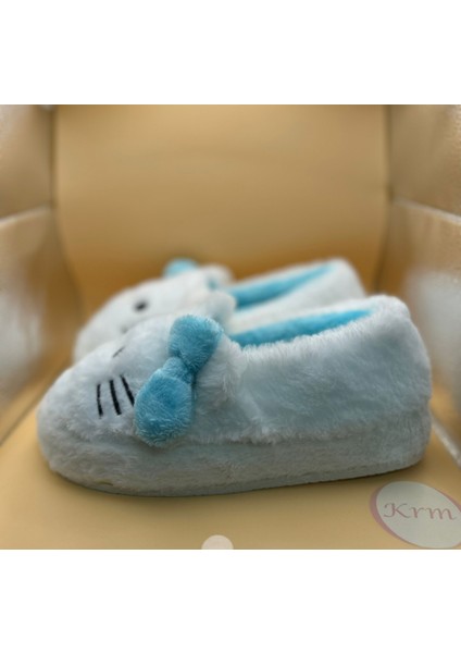 Sevimli Kedi Desenli Kurdeleli Peluş Panduf modelleri