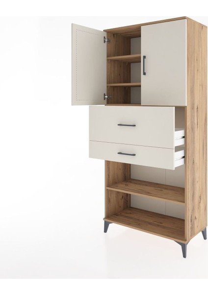 Hyperion Dolap 4 Raflı 2 Çekmeceli 2 Kapaklı 88X44X195 Çam-Aytaşı fırsatları