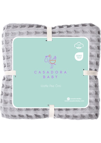 Gri %100 Pamuk Waffle Bebek Pike Örtü 90 x 120 cm fırsatları