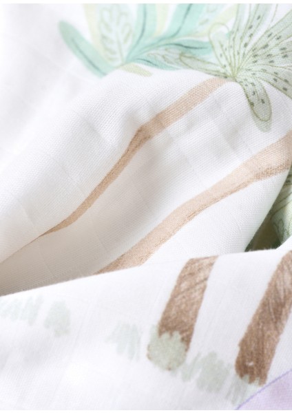 Dino Organik Pamuk Biyeli Çift Taraflı Unisex Bebek Müslin Battaniye indirimleri