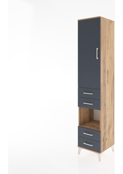 Hyperion Dolap 3 Raflı 4 Çekmeceli Tek Askılı 44X44X221 Çam-Antrasit modelleri