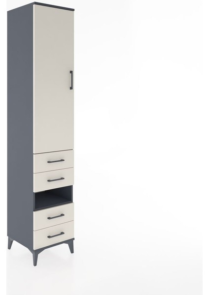 Hyperion Dolap 4 Raflı 4 Çekmeceli Tek Kapaklı 44X44X221 Antrasit-Aytaşı fiyatları