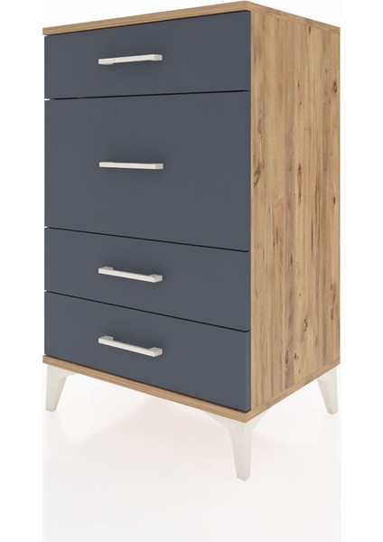 Hyperion Komodin 4 Çekmeceli 60X44X96 Çam-Antrasit modelleri