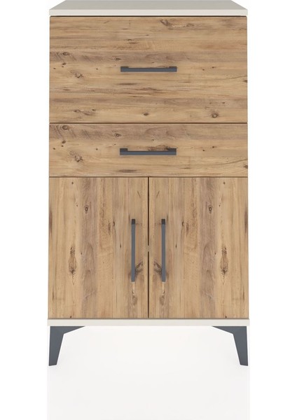 Arges Komodin Tek Raflı 2 Çekmeceli 2 Kapaklı 60X30X106 Aytaşı-Çam fiyatları