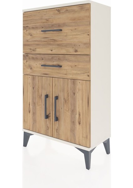 Arges Komodin Tek Raflı 2 Çekmeceli 2 Kapaklı 60X30X106 Aytaşı-Çam indirimleri