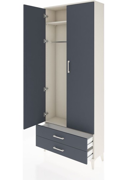 Arges Dolap 2 Raflı 2 Çekmeceli Tek Askılı 88X30X221 Aytaşı-Antrasit fırsatları