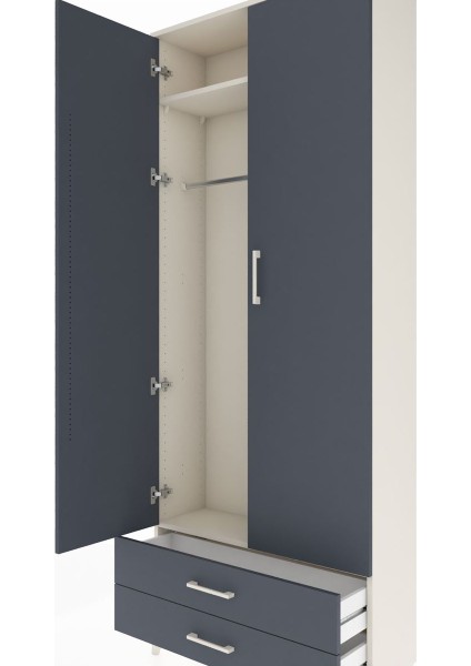 Arges Dolap 2 Raflı 2 Çekmeceli Tek Askılı 88X30X221 Aytaşı-Antrasit indirimleri