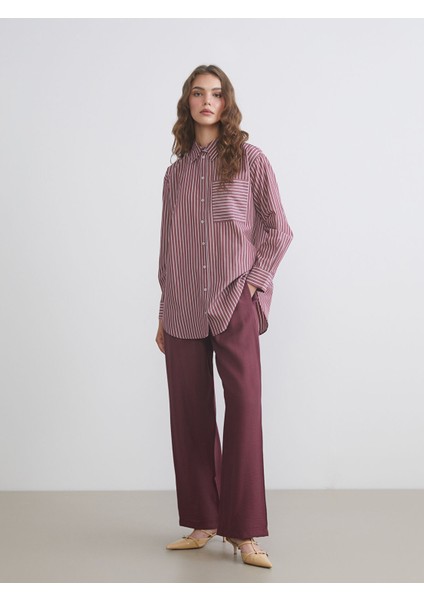 Yeni Sezon Beli Lastikli Geniş Paça Kadın Pantolon