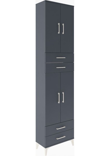 Arges Dolap 3 Raflı 4 Çekmeceli 4 Kapaklı 60X30X243 Antrasit-Antrasit fiyatları