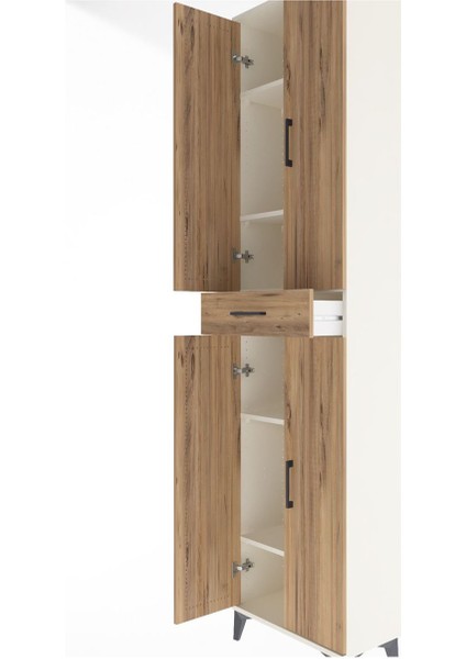 Arges Dolap 5 Raflı Tek Çekmeceli 4 Kapaklı 60X30X243 Aytaşı-Çam indirimleri