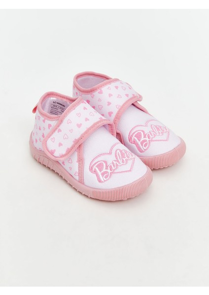 Yeni Sezon Barbie Nakışlı Kız Bebek Panduf