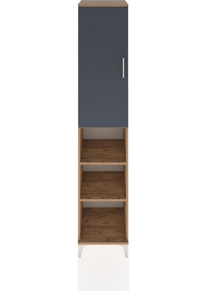 Hyperion Dolap 5 Raflı Tek Kapaklı 44X44X221 Çam-Antrasit
