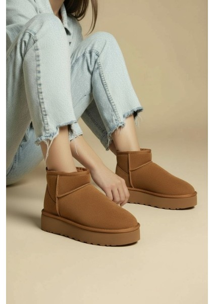 Kadın Bot Süet Içi Kürklü Kalın Taban Mini Kısa Bilekte Günlük Bot indirimleri