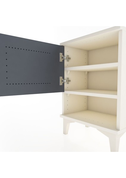 Arges Komodin 2 Raflı Tek Kapaklı 44X30X64 Aytaşı-Antrasit indirimleri