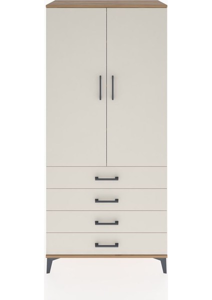 Hyperion Dolap 4 Raflı 4 Çekmeceli 2 Kapaklı 88X44X195 Çam-Aytaşı